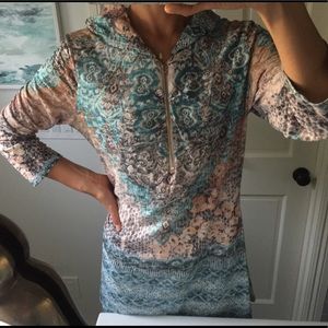 Paris IQ Hooded Blue Printed Top